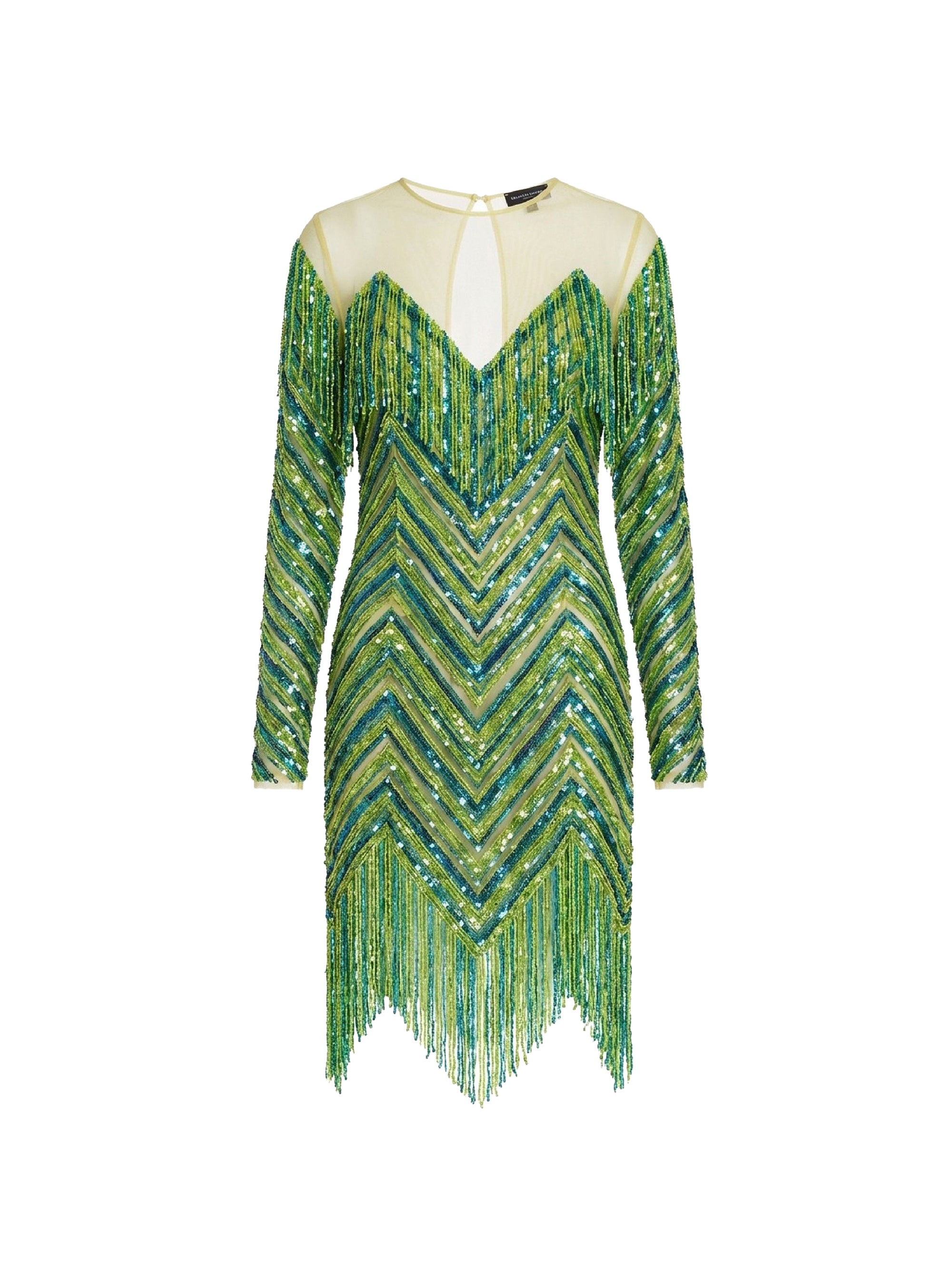 Robe à chevrons perlés et pailletés - Olive Oil & Pavone