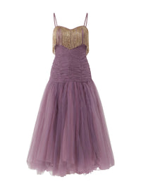 Fringed tulle dress - Candy Violet