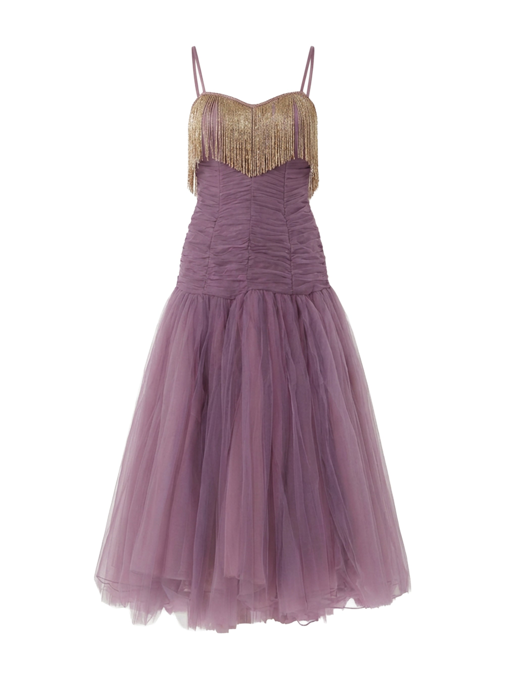 Fringed tulle dress - Candy Violet