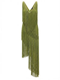 Fringed dress with pearls - Olive Oil