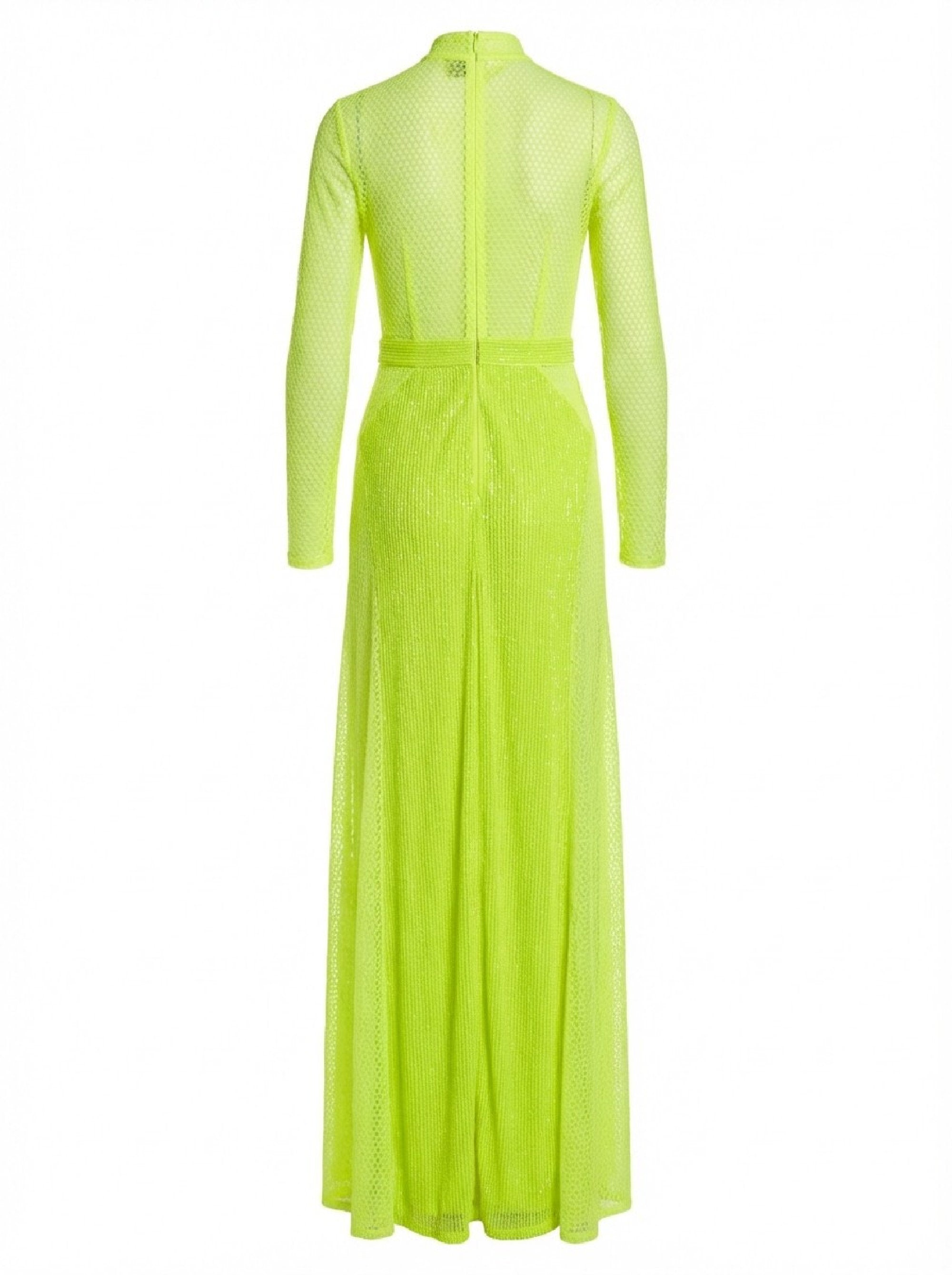 Sequin-effect fishnet maxi dress - Lime Fluo