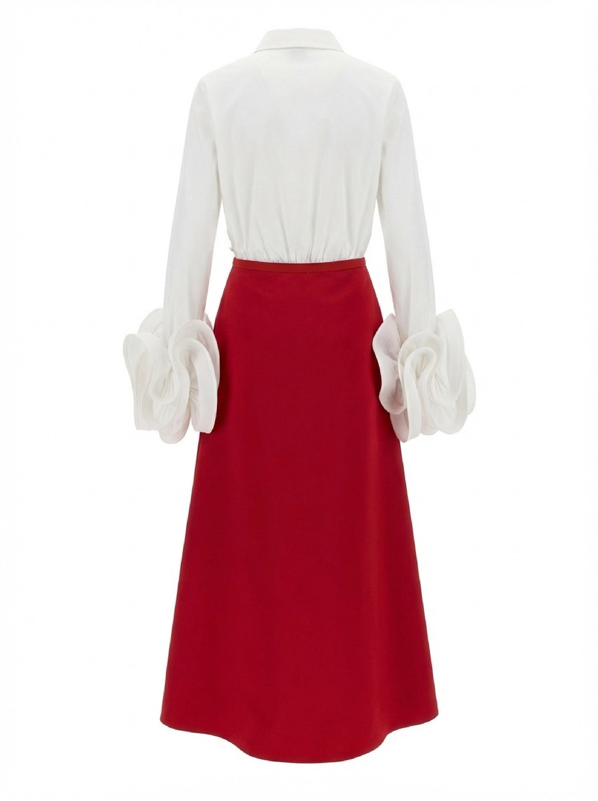 Robe chemise à poignets volantés - Bianco & Red Velvet