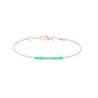 Enamel bracelet in 14K pink gold set with diamonds - Green