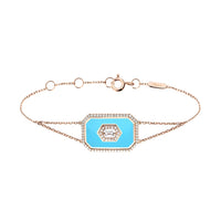 Bleu / Bracelet Art Déco Marbella en Or rose 14K serti de diamants - Bleu