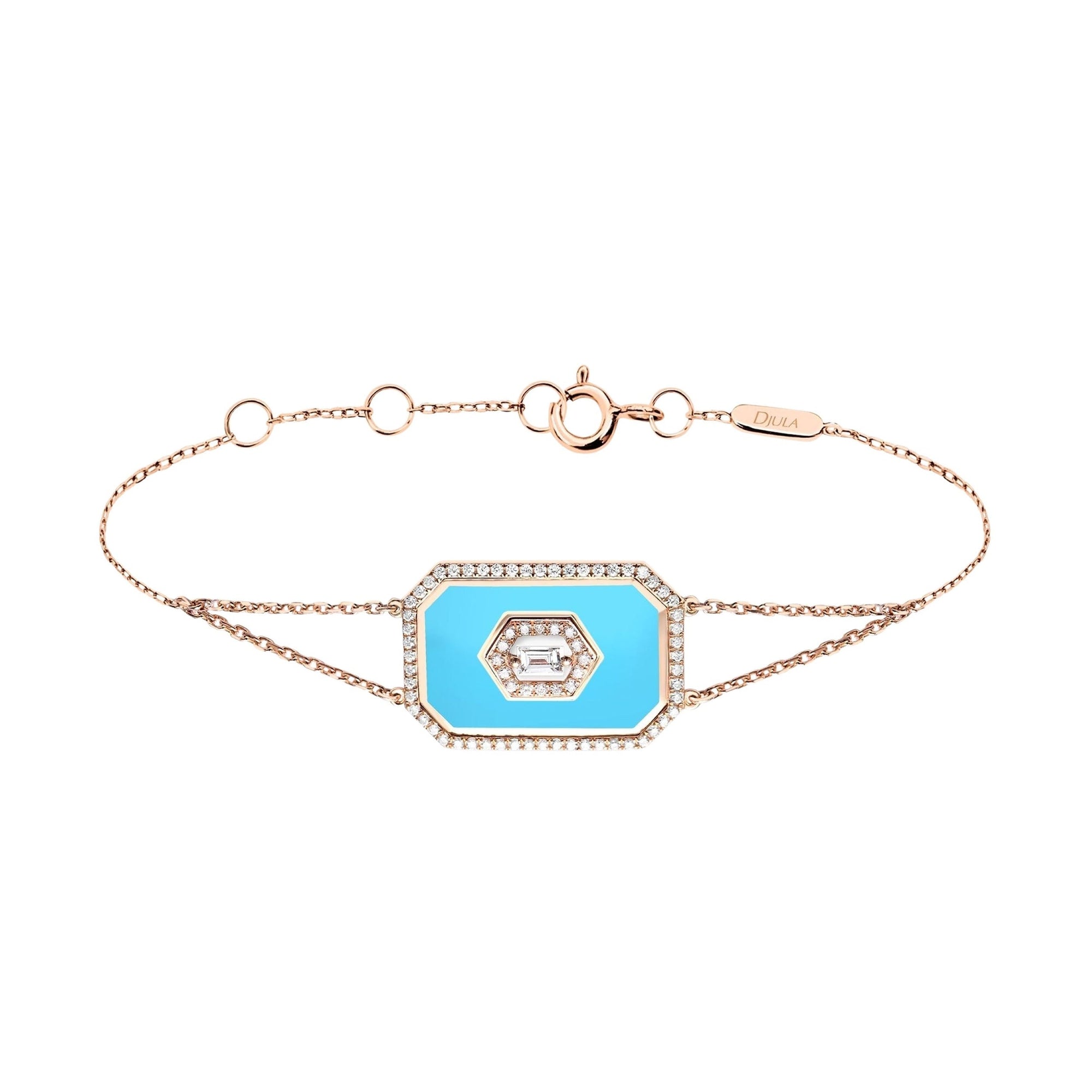 Bleu / Bracelet Art Déco Marbella en Or rose 14K serti de diamants - Bleu
