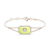 Jaune / Bracelet Art Déco Square en Or rose 14K serti de diamants - Jaune