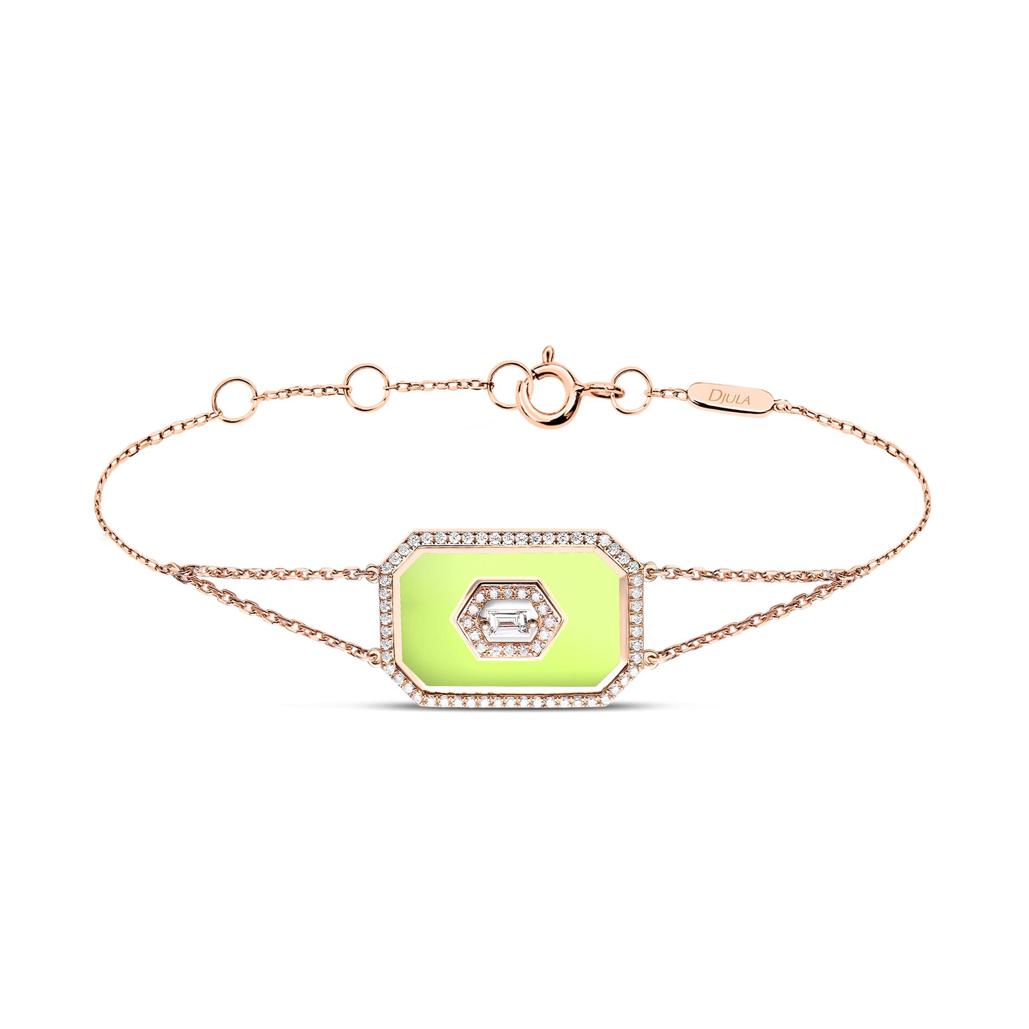 Jaune / Bracelet Art Déco Square en Or rose 14K serti de diamants - Jaune
