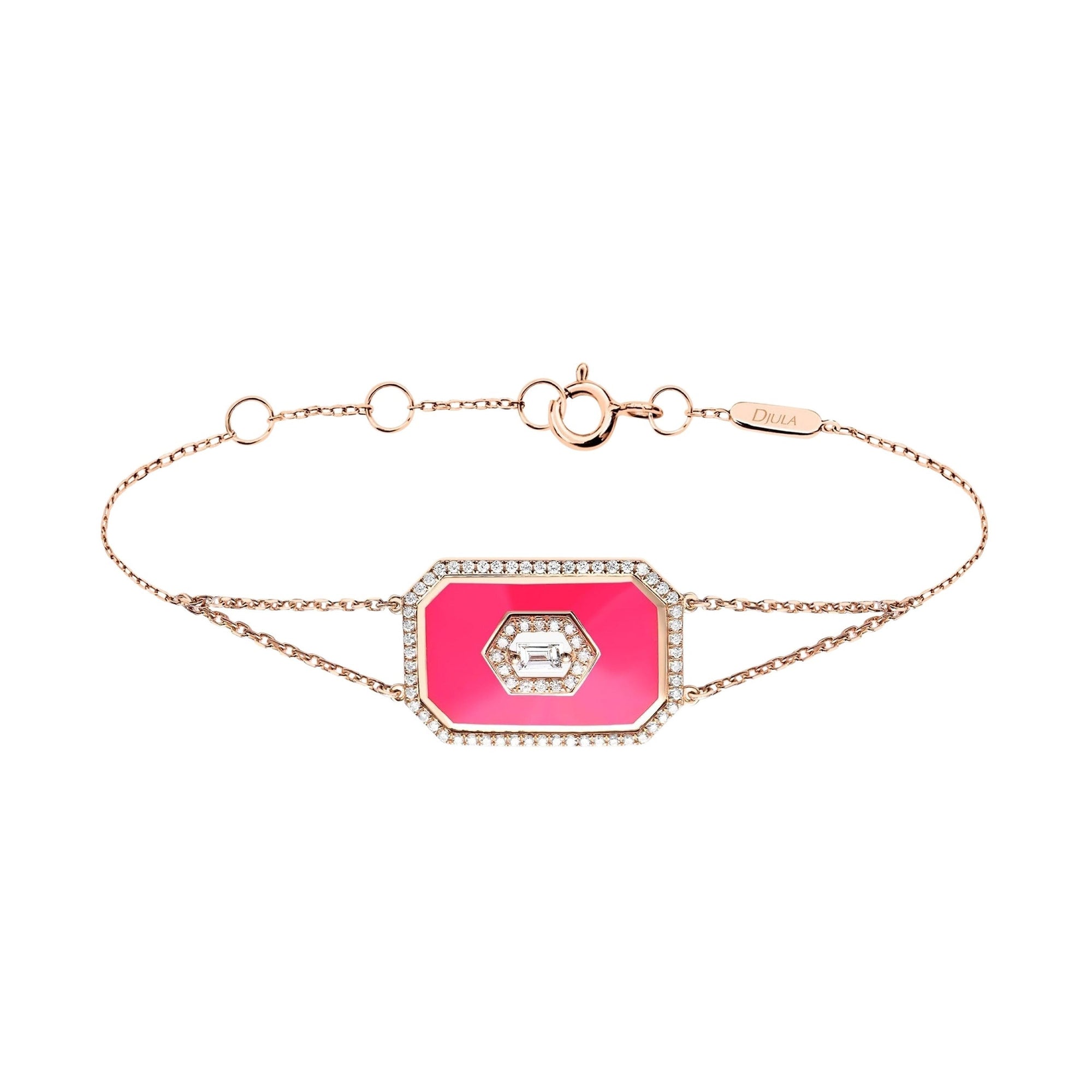 Rose / Bracelet Art Déco Square en Or rose 14K serti de diamants - Rose