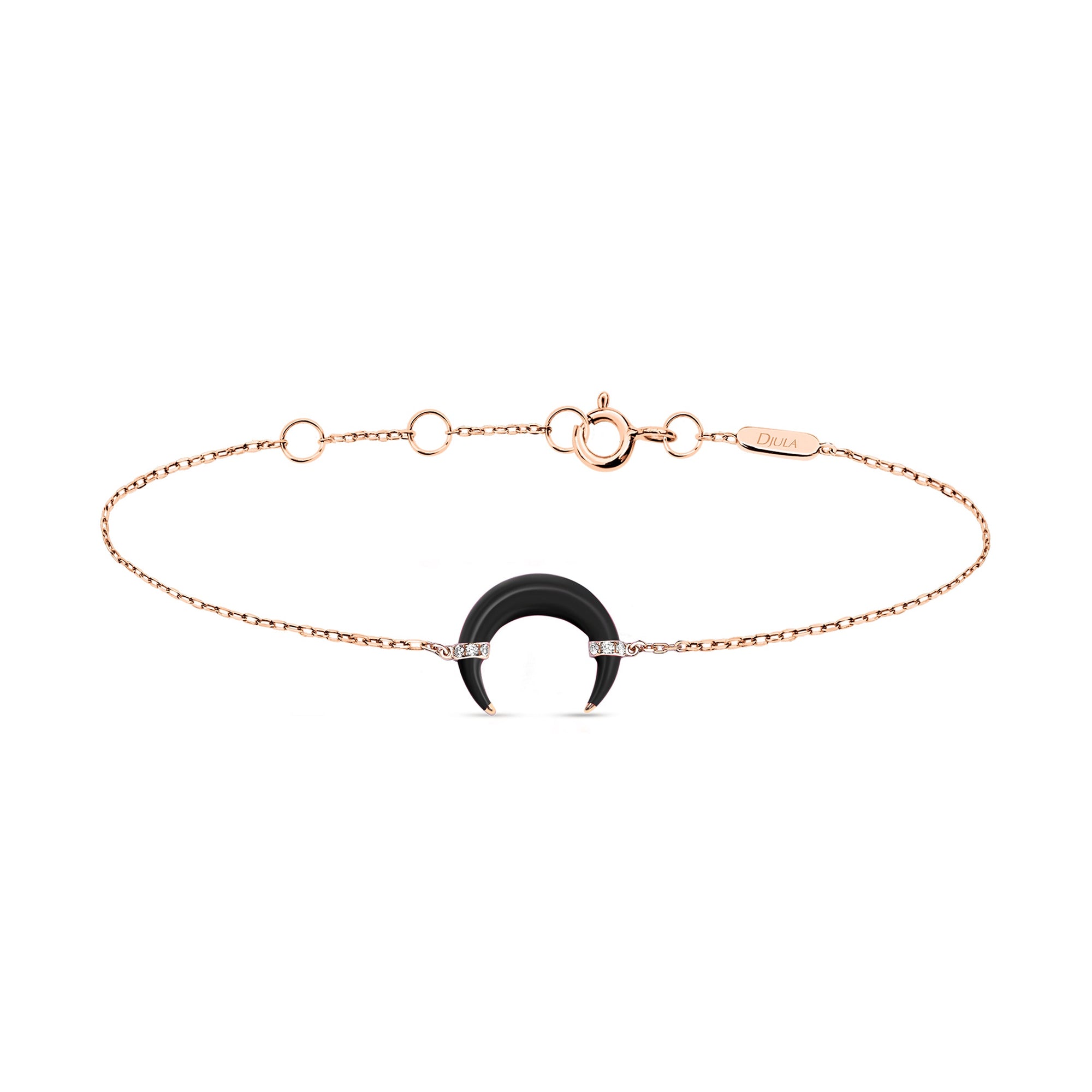 Noire / Bracelet Corne en Or rose 14K serti de diamants - Noire