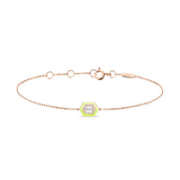 Jaune Fluo / Bracelet Hexagone Art Deco en Or rose 14K serti de diamants - Jaune Fluo