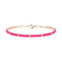 Rose / Jonc Art Déco en Or rose 14K serti de diamants - Rose