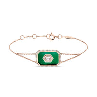 Emeraude / Bracelet Art Déco Marbella en Or rose 14K serti de diamants - Emeraude