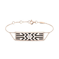 Noire / Bracelet Art Déco Plaque en Or rose 14K serti de diamants - Noire