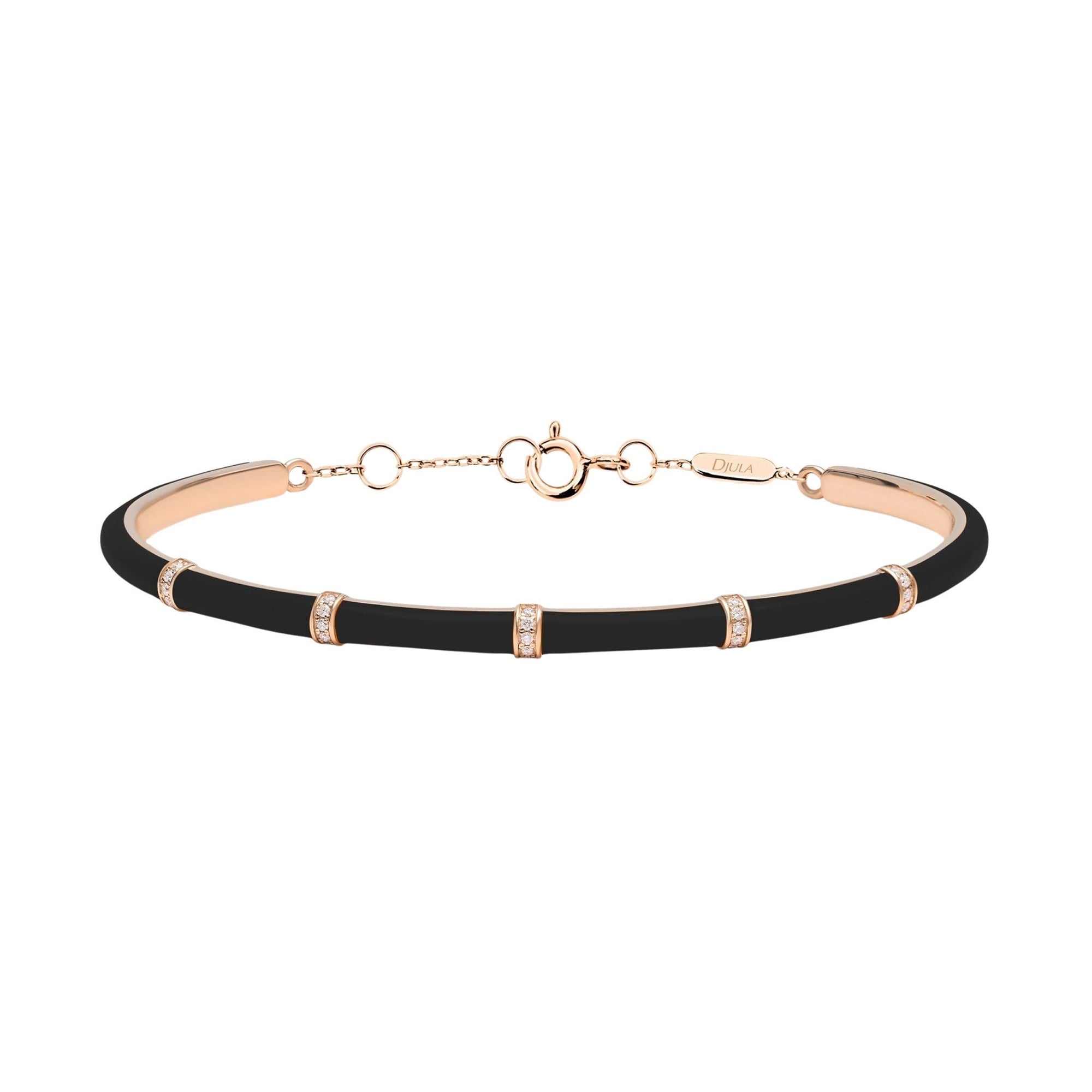 14K Pink Gold Diamond-Set Wedding Band - Black
