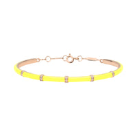 14K Pink Gold Diamond-Set Wedding Band - Fluorescent Yellow