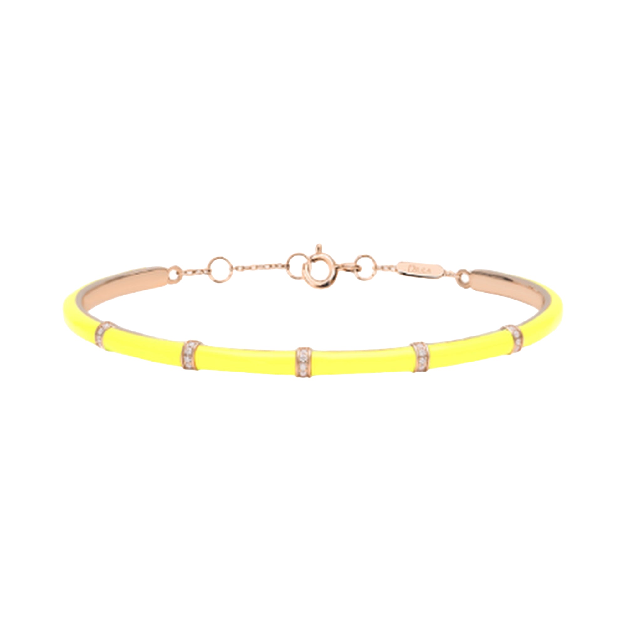14K Pink Gold Diamond-Set Wedding Band - Fluorescent Yellow