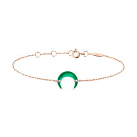 14K Pink Gold Horn Bracelet set with Diamonds - Green