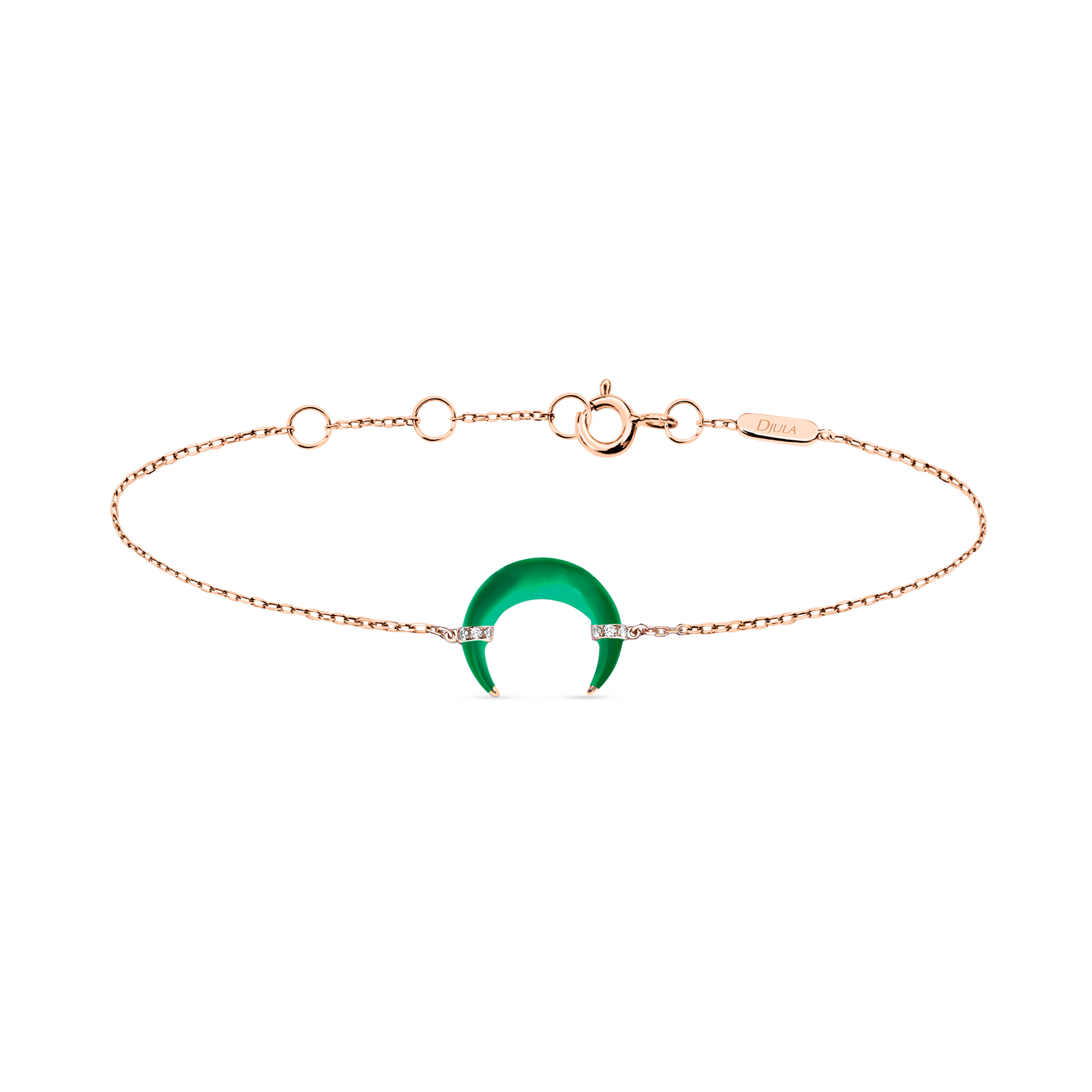 Verte / Bracelet Corne en Or rose 14K serti de diamants - Verte