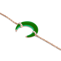 Verte / Bracelet Corne en Or rose 14K serti de diamants - Verte