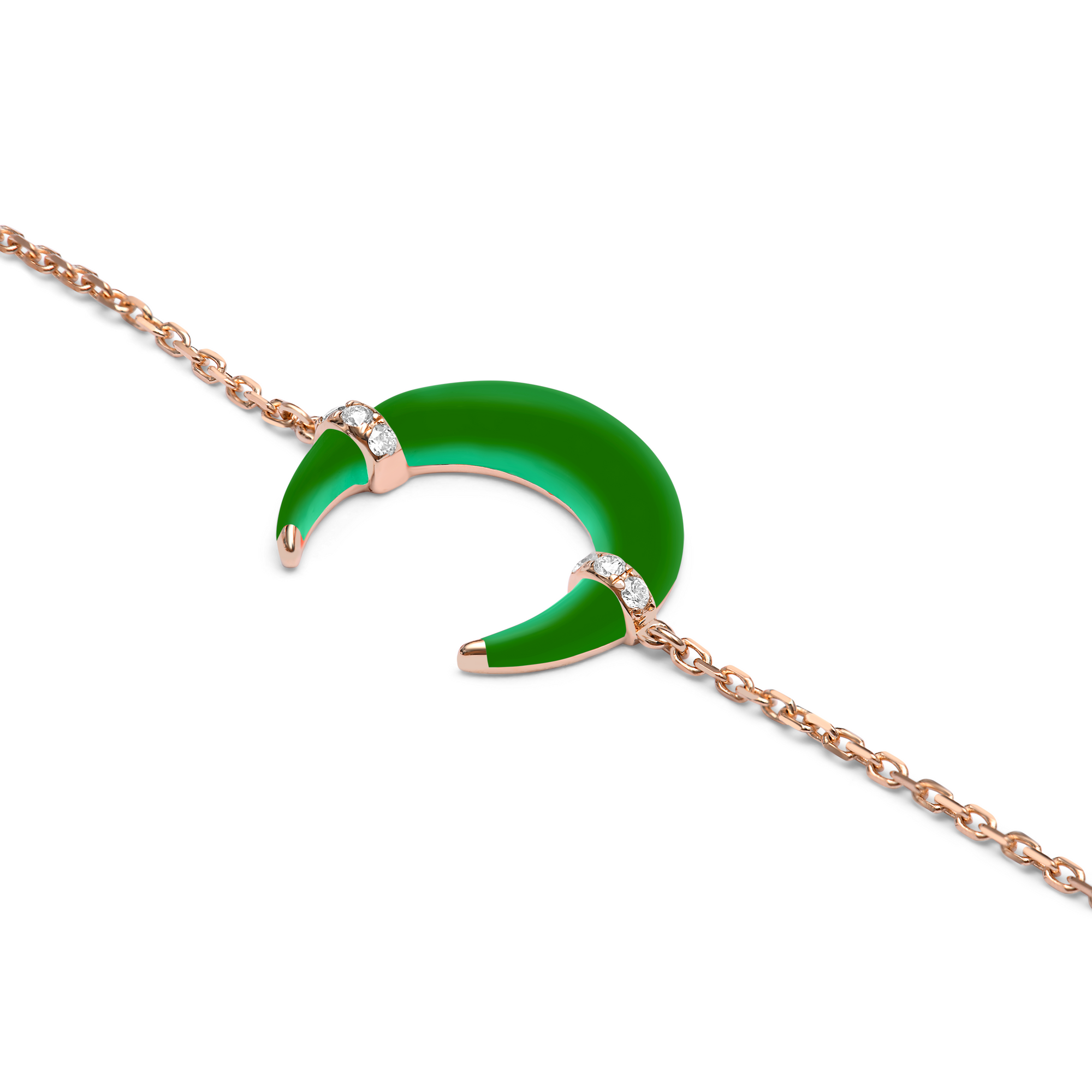 Verte / Bracelet Corne en Or rose 14K serti de diamants - Verte
