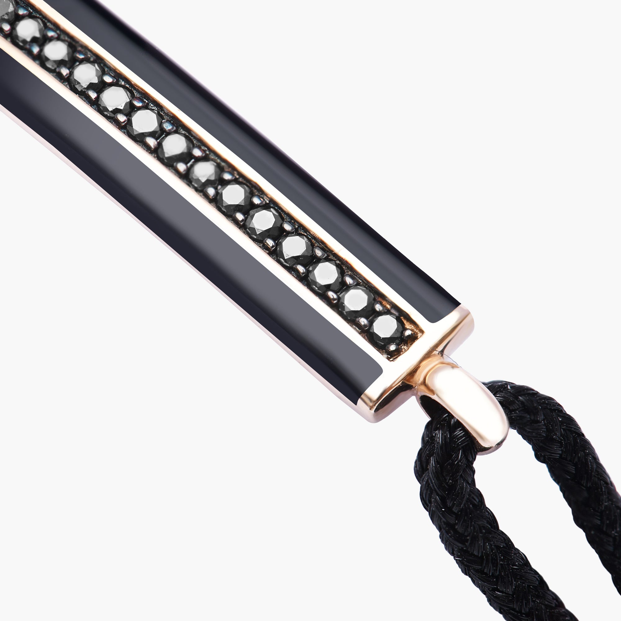 Noir / Bracelet Cordon en Or rose 18K serti de diamants - Noir