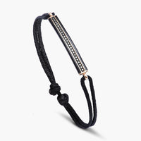 Noir / Bracelet Cordon en Or rose 18K serti de diamants - Noir