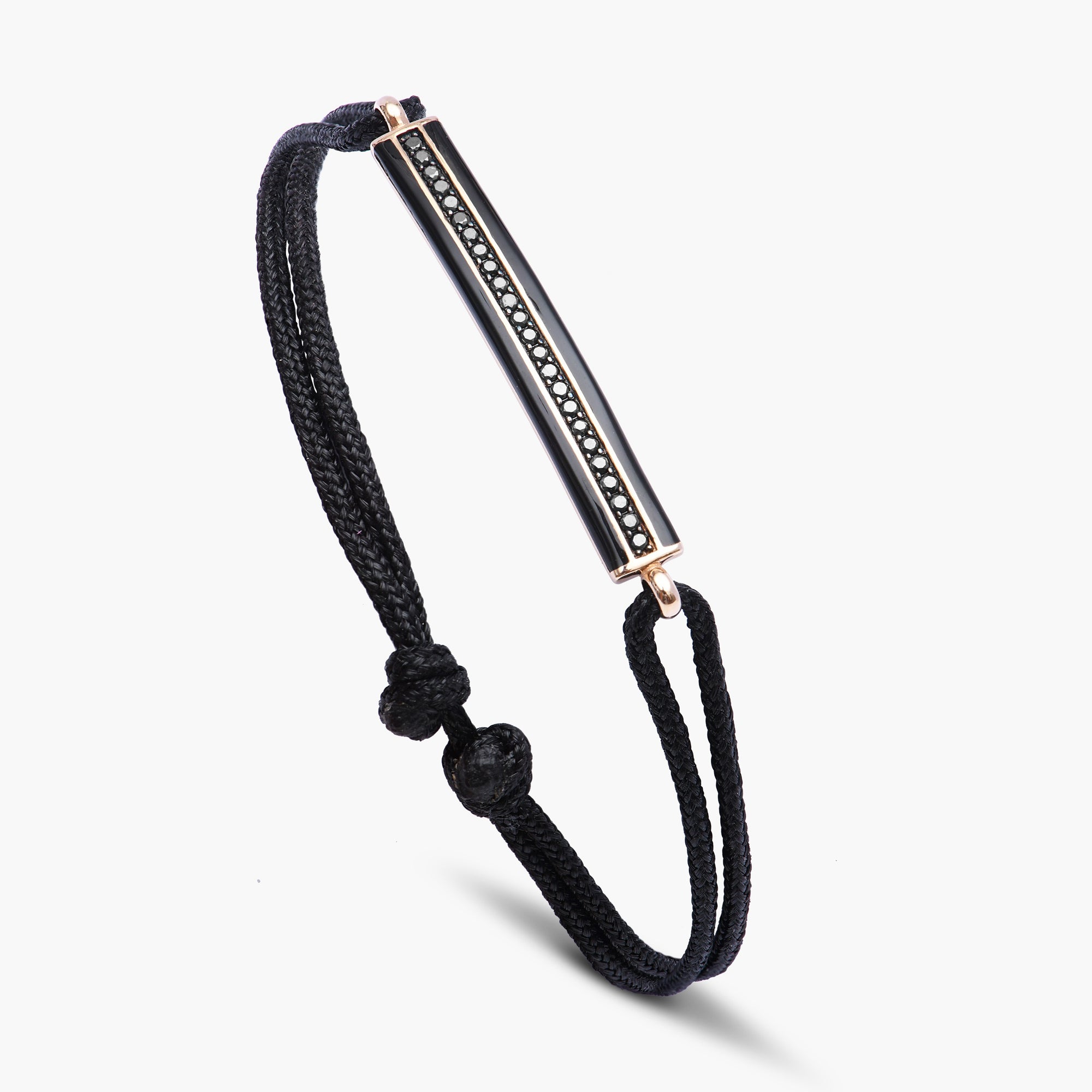 Noir / Bracelet Cordon en Or rose 18K serti de diamants - Noir