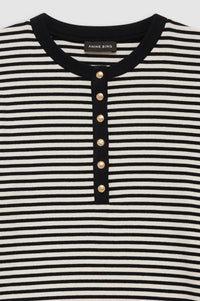 ALESSIA LONG SLEEVE TEE - CREAM AND BLACK STRIPE