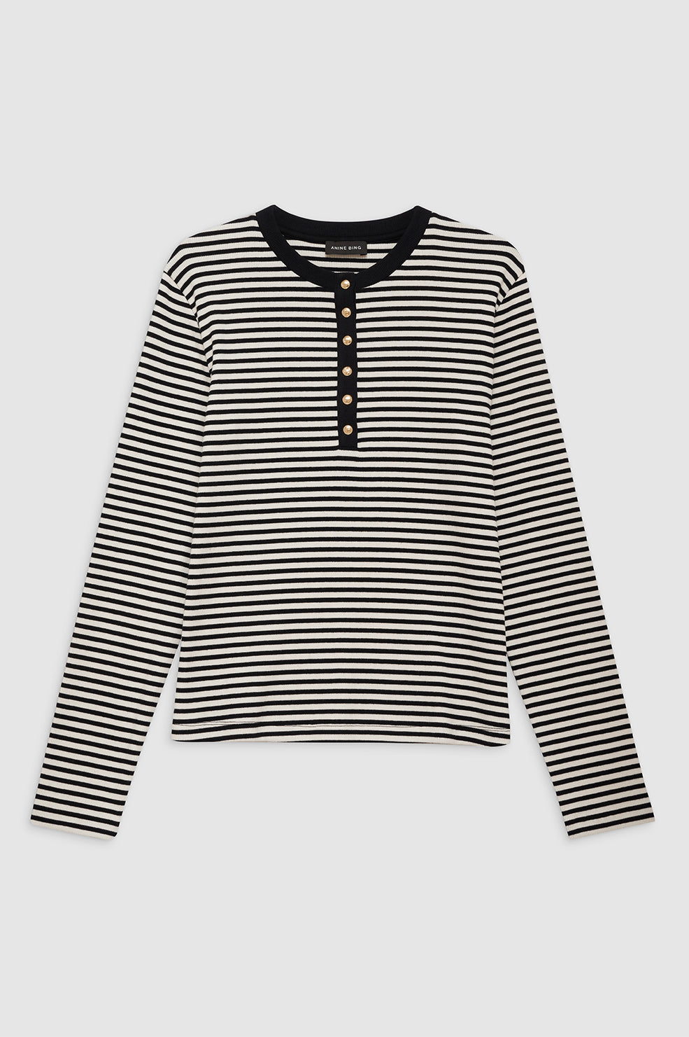 ALESSIA LONG SLEEVE TEE - CREAM AND BLACK STRIPE