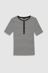 ALESSIA TEE - CREAM AND BLACK STRIPE