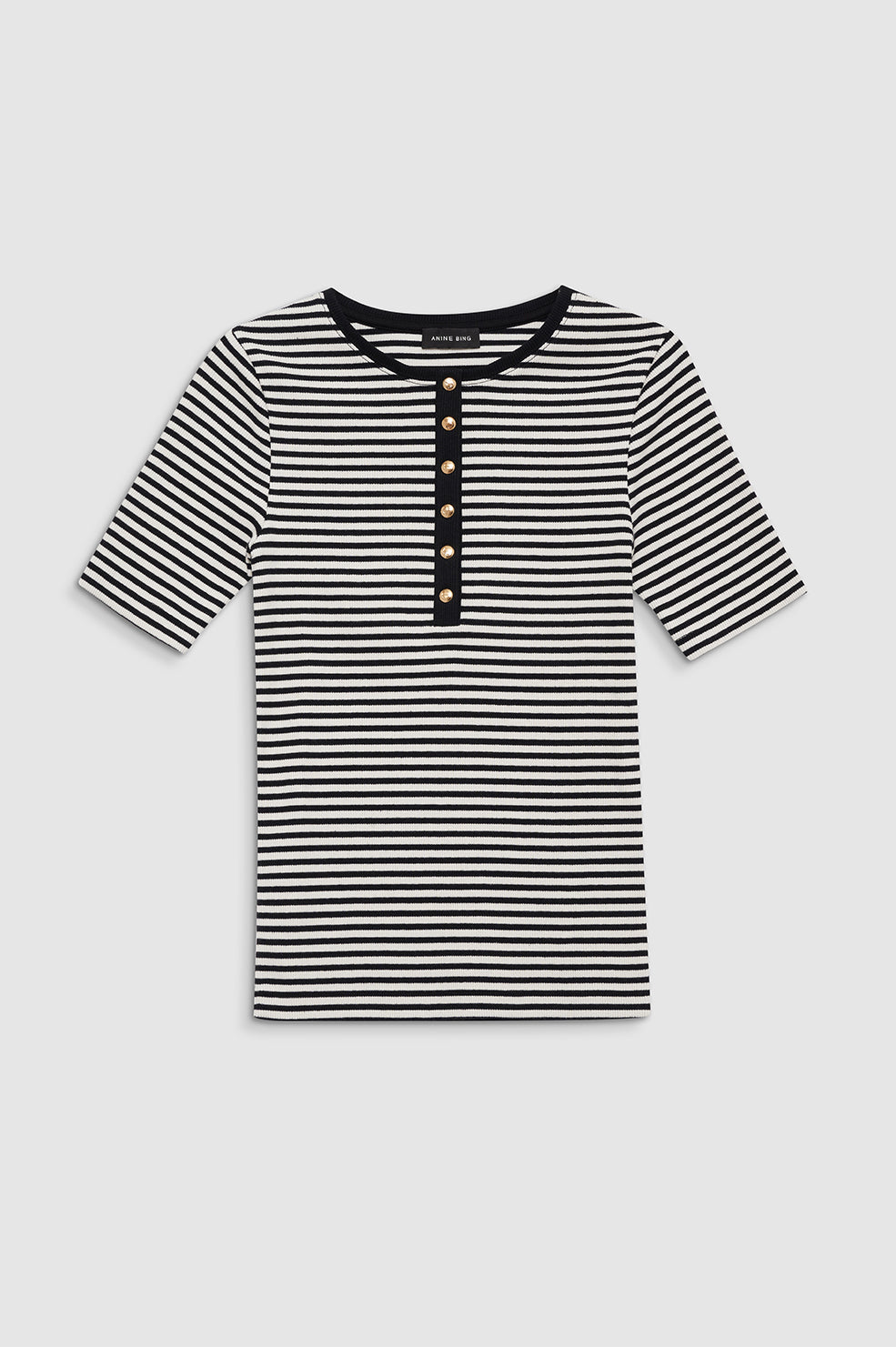 ALESSIA TEE - CREAM AND BLACK STRIPE