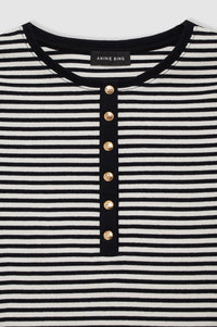 ALESSIA TEE - CREAM AND BLACK STRIPE