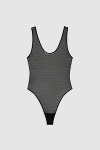 ALYSHA BODYSUIT - BLACK GEOMETRIC LACE
