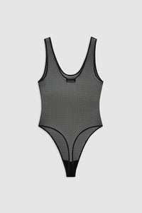ALYSHA BODYSUIT - BLACK GEOMETRIC LACE