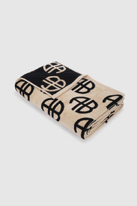 8qty NEW / BAHIA TOWEL - BEIGE MONOGRAM PRINT