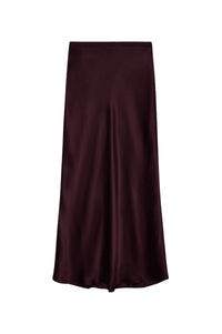 BAR SILK SKIRT - BORDEAUX