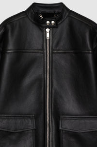 17qty NEW / HENRY JACKET - BLACK LEATHER WITH SHEARLING