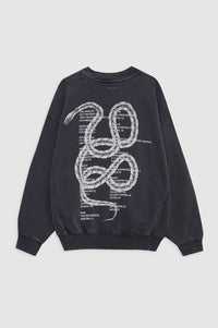 2qty NEW / JACI SWEATSHIRT TWISTED SNAKE - WASHED BLACK