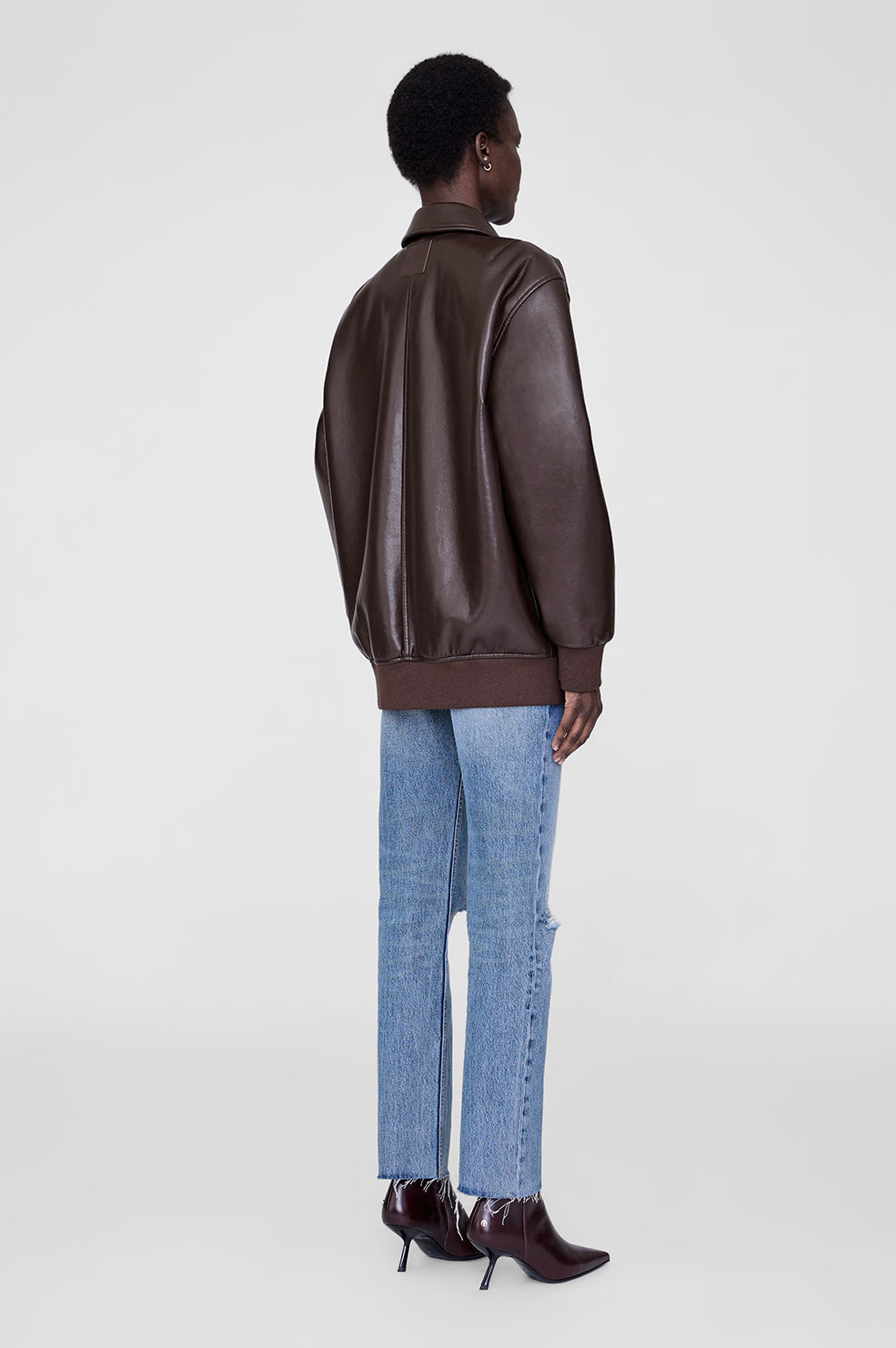 KELANIE JACKET - DEEP BROWN RECYCLED LEATHER