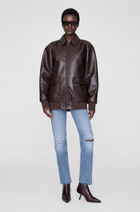 KELANIE JACKET - DEEP BROWN RECYCLED LEATHER