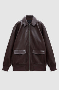 KELANIE JACKET - DEEP BROWN RECYCLED LEATHER