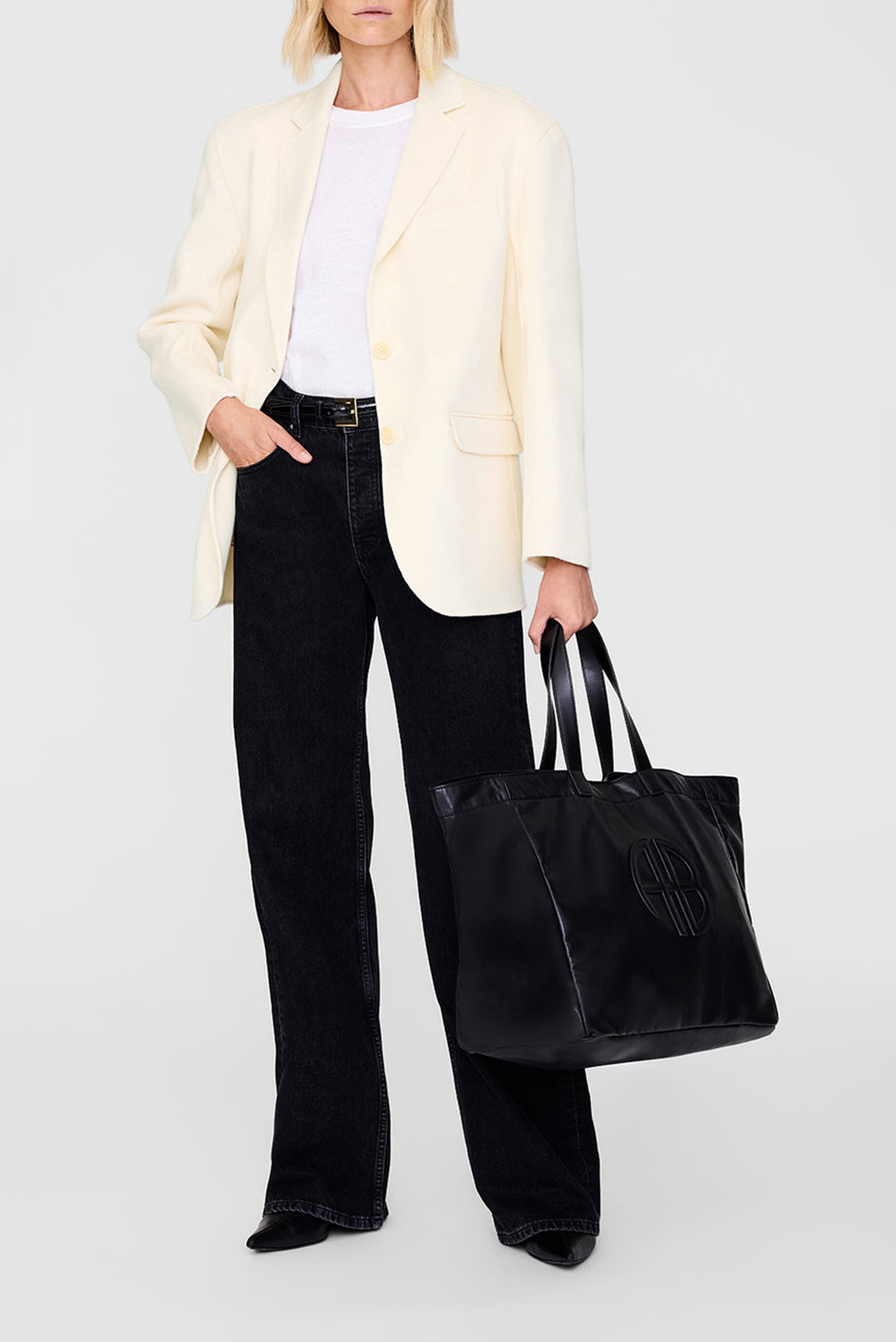 1qty NEW / LARGE RIO TOTE - BLACK RECYCLED LEATHER