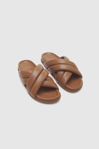 113qty NEW / LIZZIE SLIDES - COGNAC