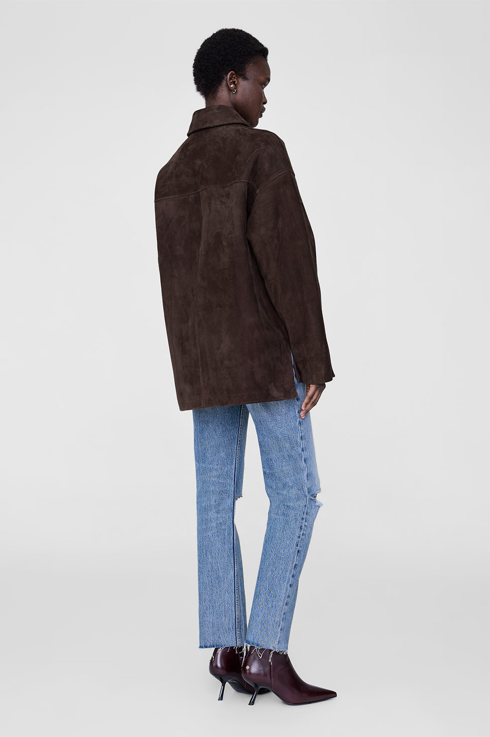 LUCA SUEDE JACKET - DEEP BROWN