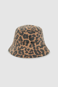 NICKS BUCKET HAT - BLACK AND BROWN LEOPARD