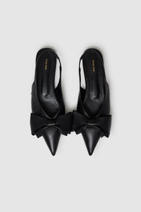 Slingback Nina avec nœud en cuir - Black