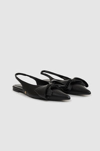 24qty NEW / NINA SLINGBACK FLATS WITH BOW - BLACK