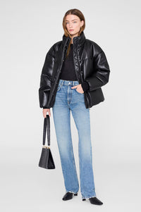 OSLO PUFFER - BLACK RECYCLED LEATHER