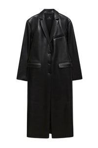 1qty NEW / QUINN COAT - BLACK RECYCLED LEATHER