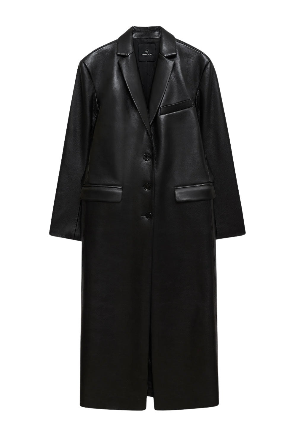 1qty NEW / QUINN COAT - BLACK RECYCLED LEATHER
